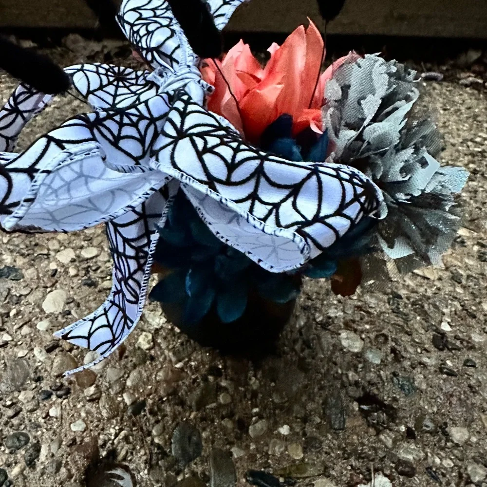 Black Ghost Mug with Halloween Floral Arrangement (glows in the dark) - Picture 5 of 6